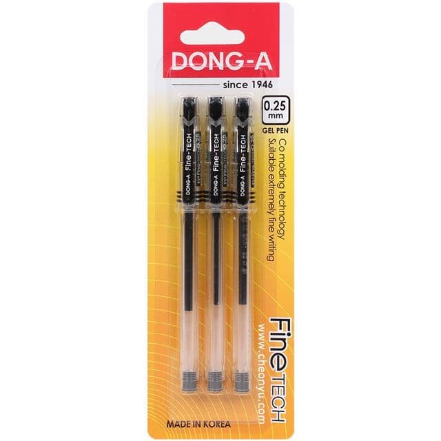 [ドンア]ファインテック 0.25mmボールペン ブラック 3本入りセット