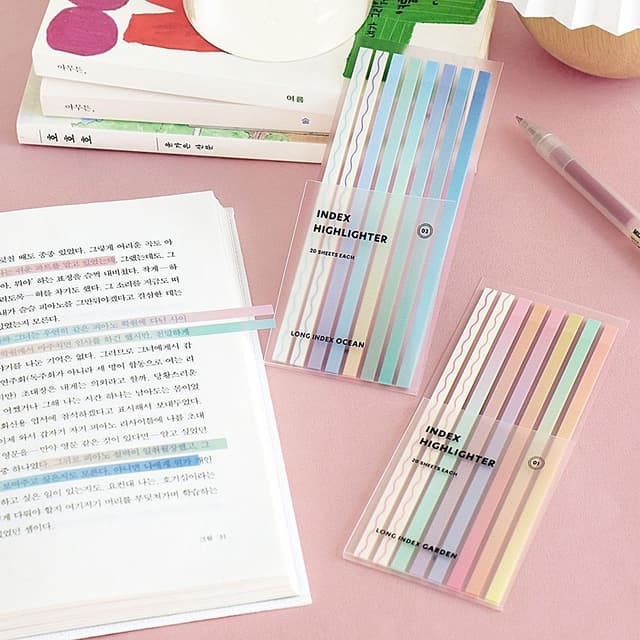 [アイコニック]インデックス ロング ハイライターフラッグ 粘着テープ スティッキーメモ