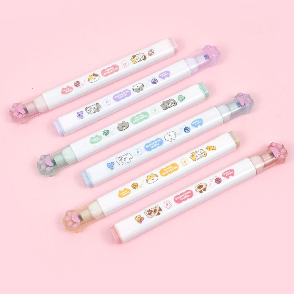 [ピンクフット]ニャンニャン蛍光ペン 6色セット 1
