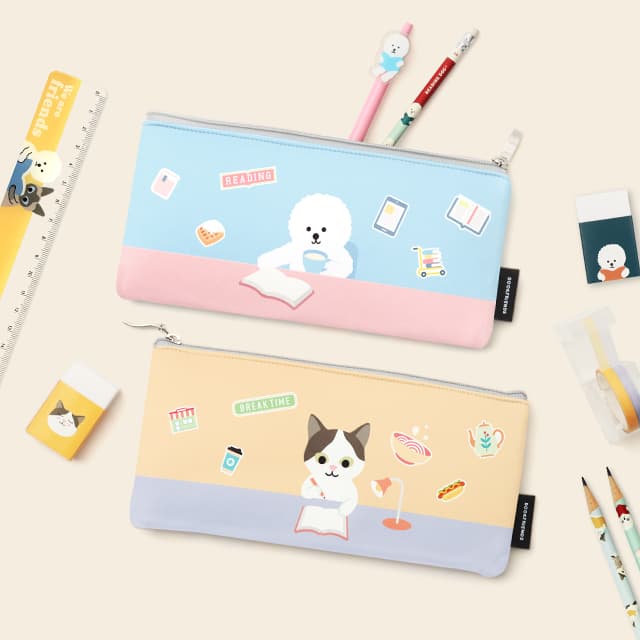 [ブックフレンズ]リーディングペット ふわふわスクエアペンケース 1