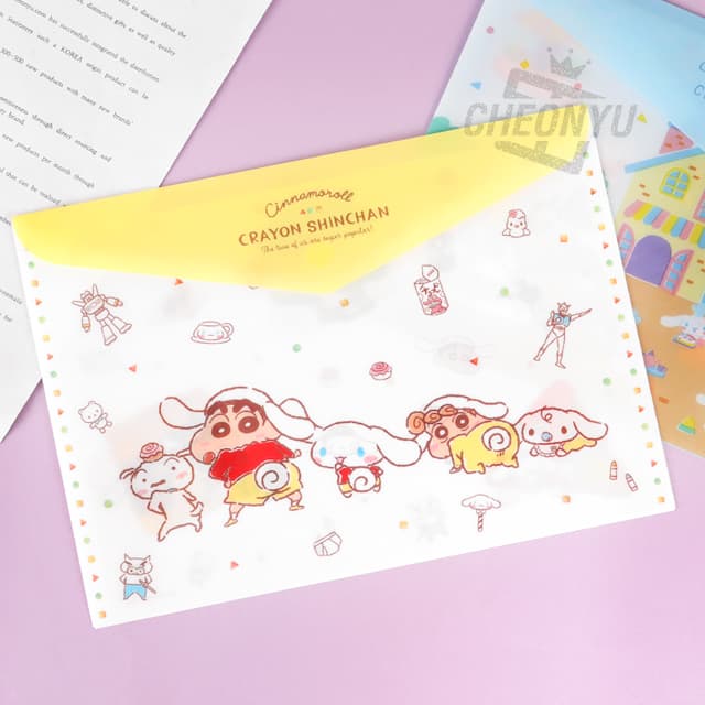 [サンリオ]シナモロール x クレヨンしんちゃん 横型封筒ファイル