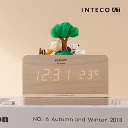 [ピーナッツ]スヌーピー ウッドワイヤレス充電時計 2
