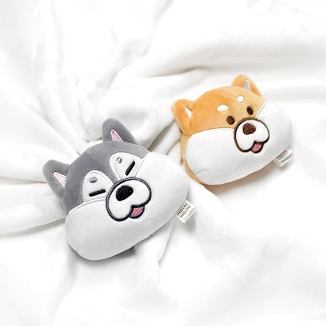 [キキクォッカ]モチタウン 柴犬 ハスキー 顔型ホットパックぬいぐるみ 1