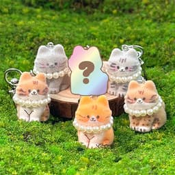 [イルジョン]ランダムふわふわ猫キーリングデコレーション（6個1セット） 1