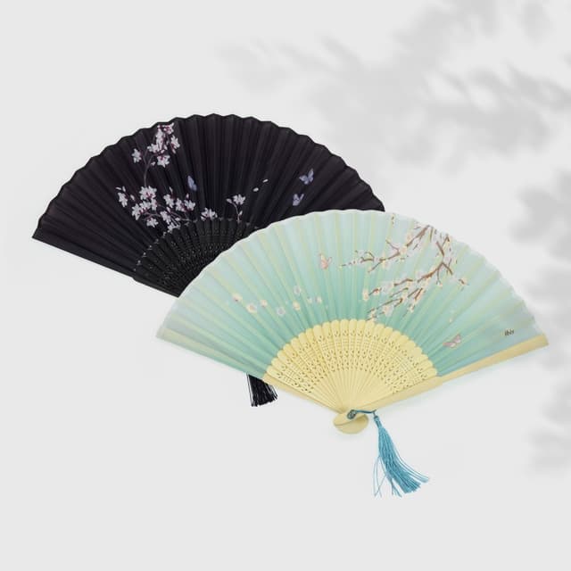 [アイビス]伝統竹折りたたみ扇子 花木（ランダム発送）