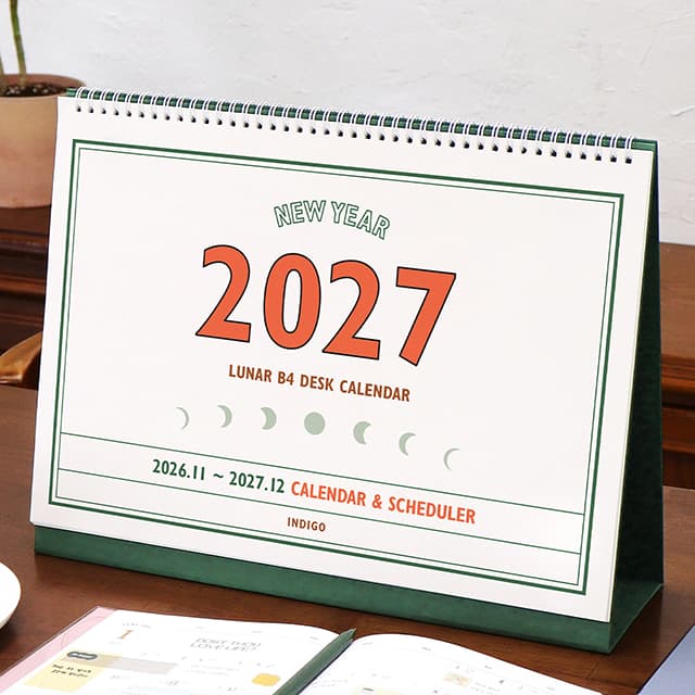 2027 ルナ レトロ大型B4旧暦卓上カレンダー（デスクカレンダースケジューラー）