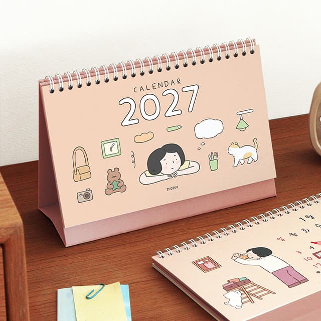 [インディゴ]2027 日常卓上カレンダー（感性イラストデスクカレンダー）
