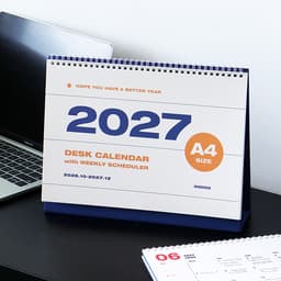 【インディゴ】2027 ベーシック A4 卓上カレンダー（会社用デスクカレンダー） 1