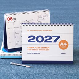 【インディゴ】2027 ベーシック A4 卓上カレンダー（会社用デスクカレンダー） 2