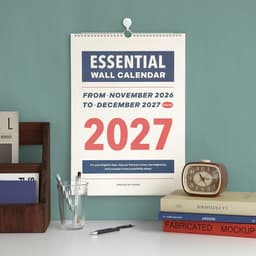 [アイコニック]2027 エッセンシャル壁掛けカレンダー A3 月間カレンダー 旧暦 インテリアポスター 5